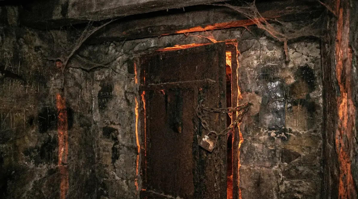 肉便器 - 进入黑暗世界之门，锈迹斑斑的地下室铁门